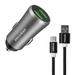 شارژر فندکی 2 پورت کلومن KOLUMAN KC-C04 به همراه کابل USB-C با گارانتی
