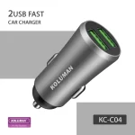 شارژر فندکی 2 پورت کلومن KOLUMAN KC-C04 به همراه کابل USB-C با گارانتی - تصویر 2