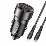 شارژر فندکی با کابل آیفون یسیدو YESIDO Y54 60W FAST CHARGER