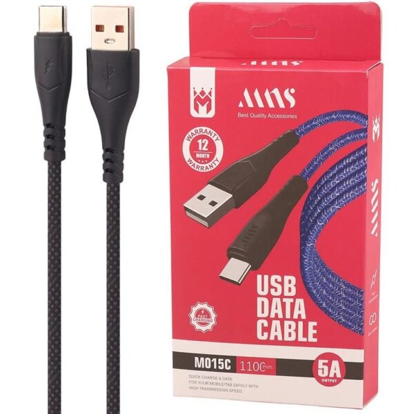 کابل تایپ سی فست شارژ MNS M015C 5A 1.1m